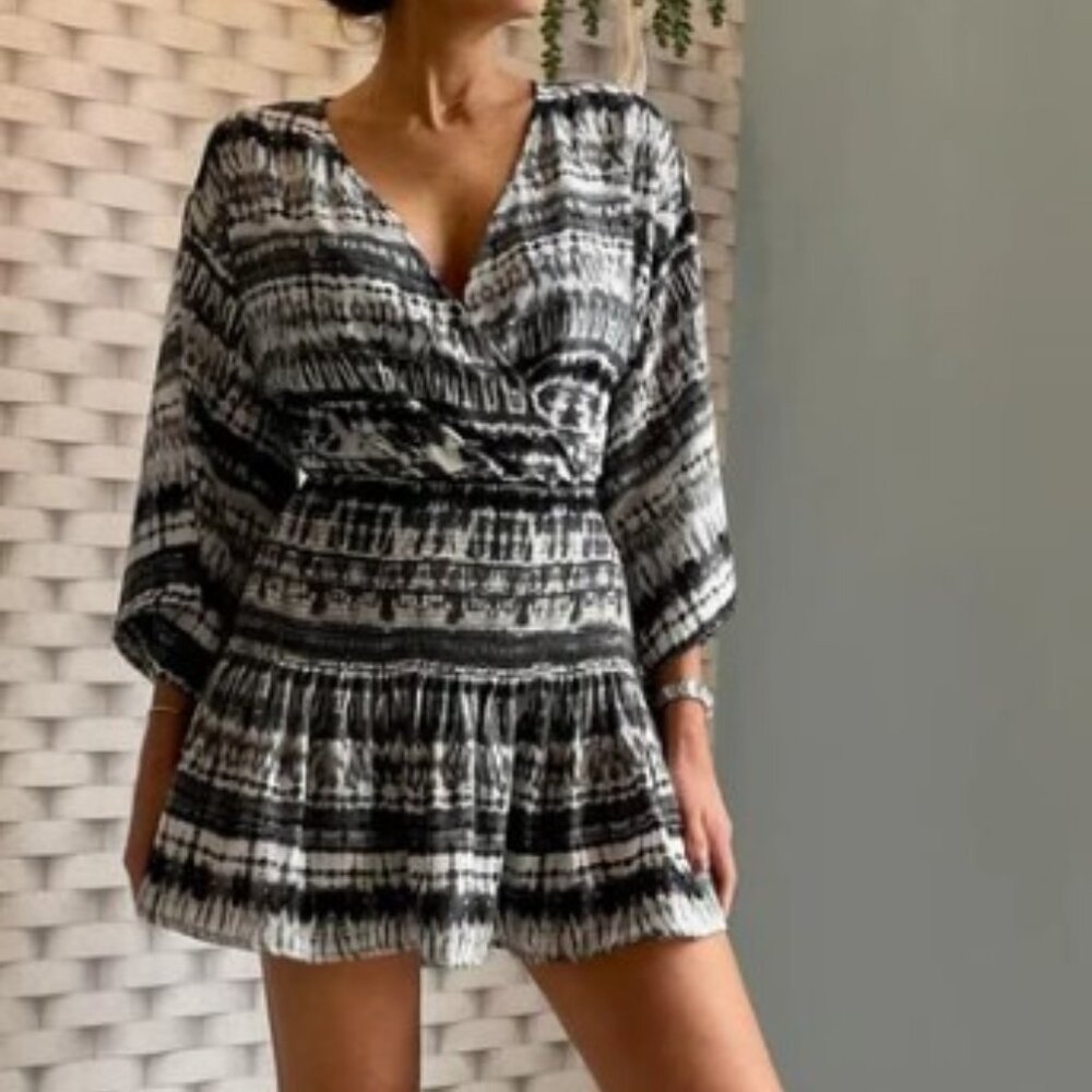 Sabz Mar Dress Black Tie Dye